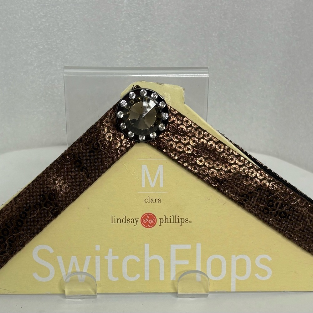 Lindsay Phillips Brown Sequin Straps Size M 7/8